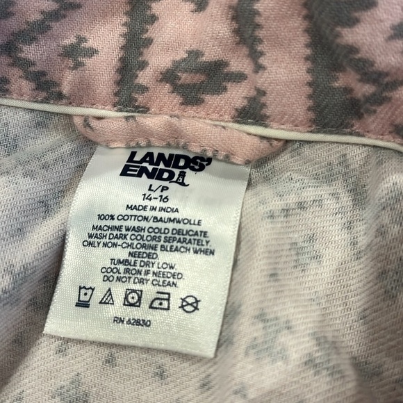 Lands End Pink and Gray Patterned Petite Pajama Set - Picture 2 of 5